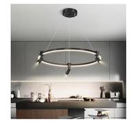 Postmodern Creative Black White Restaurant Pendant Light Living Room Bedroom Ring Chandelier with Tilt Adjustment Home Decor