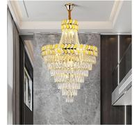 Postmodern Crystal Chandelier Villa Hall Duplex Stairwell Long Chandelier Light for Luxury Middle Building,Minimalist Style