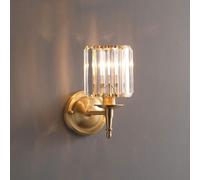 Postmodern Crystal Wall Sconce Brushed Gold Round Crystal Living Room Decorative Wall Sconce,Hallway Living Room Light Fixture