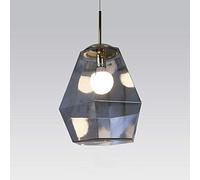 Postmodern Geometric Ceiling Hanging Lamp, Diamond Shaped Glass Lampshade Metal Pendant Light, Suspension Lighting Fixtures for Cafe, Bar, Study, Dining Room, Kitchen Island (Color : Silver)