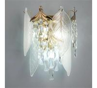 Postmodern Luxury Crystal Leaf Wall Lamp - LED Lighting for Amen Bedroom, Living Room, Sofa Background Energy Efficient Bedside Fixture