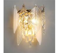Postmodern Luxury Crystal Leaf Wall Lamp - LED Lighting for Amen Bedroom, Living Room, Sofa Background Energy Efficient Bedside Fixture