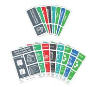 Postpack Recycling Bin Labels Set, Colour-Coded Waste Sorting Signs for General, Glass, Food Waste, Mixed Recycling and more, Self-Adhesive Set of 4 Labels (Large Labels - 260 x 182mm)
