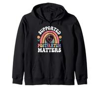Postpartum Doula Birth Worker Rainbow Postpartum Matters Zip Hoodie