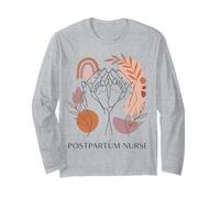 Postpartum Nurse Boho Line Art Baby Feet Minimalist Long Sleeve T-Shirt