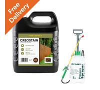 Postsaver 4L Creostain Fence Stain & Sprayer (Dark Brown) - Creosote / Creocote Substitute - Oil Based Wood Treatment (Free Delivery)