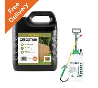 Postsaver 4L Creostain Fence Stain & Sprayer (Light Brown) - Creosote / Creocote Substitute - Oil Based Wood Treatment (Free Delivery)