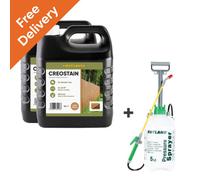 Postsaver 8L Creostain Fence Stain & Sprayer (Light Brown) - Creosote / Creocote Substitute - Oil Based Wood Treatment (Free Delivery)