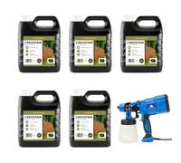 Postsaver Creostain Creocote & Electric Hand Sprayer | Creosote Substitute | Wood Stain and Preserver | Ideal for Fence & Shed Treatment | Low VOC | 20 Litre + Sprayer (Dark Brown)