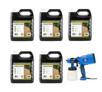 Postsaver Creostain Creocote & Electric Hand Sprayer | Oil Based Wood Treatment | Creosote Substitute | for Fences & Sheds | 20 Litre + Sprayer (Light Brown)