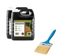 Postsaver Creostain Creocote Oil-Based Wood Treatment | Creosote Substitute | Exterior Wood Stain and Preserver | Fence Treatment | Lower VOC | Pack of 2 + Brush (Dark Brown)