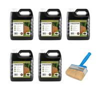 Postsaver Creostain Creocote Oil-Based Wood Treatment | Creosote Substitute | Wood Stain and Preserver | Ideal for Fence Treatment | Low VOC | 20L + Brush (Dark Brown)