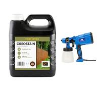 Postsaver Creostain Creocote Oil-Based Wood Treatment | Creosote Substitute | Wood Stain and Preserver | Ideal for Fence Treatment | Low VOC | 4 Litre + Sprayer (Dark Brown)