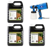 Postsaver Creostain Creocote Oil-Based Wood Treatment | Creosote Substitute | Wood Stain and Preserver | Ideal for Fence Treatment | Low VOC | 12 Litre + Sprayer (Dark Brown)
