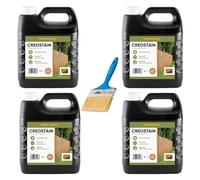 Postsaver Creostain Creocote Oil-Based Wood Treatment | Creosote Substitute | Wood Stain and Preserver | Ideal for Fence & Shed Treatment | Low VOC | 16 Litre + Brush (Light Brown)