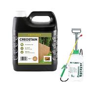 Postsaver Creostain Creocote & Sprayer | Oil Based Timber Wood Treatment |Creosote Substitute | for Fences & Sheds | 4 Litre + Sprayer (Light Brown)