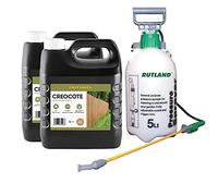Postsaver Creostain Creocote & Sprayer | Oil-Based Timber Wood Treatment | Creosote Substitute | for Fences & Sheds | 8 Litre + Sprayer (Light Brown)