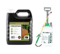 Postsaver Creostain Creocote & Sprayer | Oil Based Timber Wood Treatment | Creosote Substitute | Ideal for Fences & Sheds | 4 Litre + Sprayer (Dark Brown)