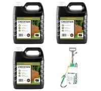 Postsaver Creostain Creocote & Sprayer | Oil Based Timber Wood Treatment | Creosote Substitute | Wood Stain and Preserver, Ideal for Fence Treatment | 12 Litre + Sprayer (Dark Brown)