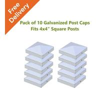 Postsaver Post Cap X10 Pack For Fence Post Pyramid Shaped - Galvanized Steel Powder Coated Covers For 4X4" Square Posts ( Free Delivery )