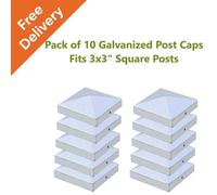 Postsaver Post Cap X10 Pack For Fence Posts Pyramid Shaped - Galvanized Steel Powder Coated For 3X3" Square Posts ( Free Delivery )