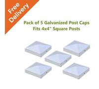 Postsaver Post Cap X5 Pack For Fence Posts Pyramid Shaped - Galvanized Steel Powder Coated Covers For 4X4" Square Posts ( Free Delivery )