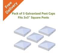 Postsaver Post Cap X5 Pack For Fence Posts Pyramid Shaped - Galvanized Steel Powder Coated For 3X3" Square Posts ( Free Delivery )