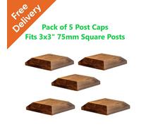 Postsaver Wooden Post Cap 100 X 100mm (Pack Of 5) Colour Brown - Fits 3 X 3" Square Posts (Free Delivery)