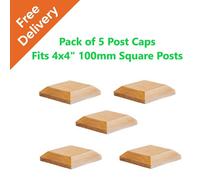 Postsaver Wooden Post Cap 120 X 120mm (Pack Of 5) Natural Colour - Fits 4 X 4" Square Posts ( Free Delivery )