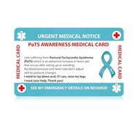 Postural orthostatic Tachycardia Syndrome Awareness (PoTS) Medical Card, PoTS Card with Writable Panel and Patterned Lanyard, PoTS Emergency Contact Card