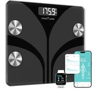 Posture Body Fat Scale, Bveiugn Smart Scale for Body Weight BMI Digital Bathroom Wireless Scales, Body Composition Analyzer with Health Monitor Sync Apps, 400 lbs - Black