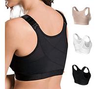 Posture Bra Corrector for Women, Full Coverage Front Closure X-Strap Wirefree Back Support, Fix Body Shaper Bra (Black,XL)