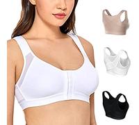 Posture Bra Corrector for Women, Full Coverage Front Closure X-Strap Wirefree Back Support, Fix Body Shaper Bra (White,M)