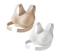 Posture Correcting Bra for Women Full Coverage Seamless Front Closure Bras | Cross-Back Anti Sagging Breathable Shaping Adjustable Waist Support Wireless Posture Underwear Brasieres 1/2/3 Pack