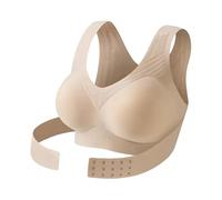 Posture Correcting Bra for Women Full Coverage Seamless Front Closure Cross-Back Anti Sagging Bras Breathable Shaping Adjustable Waist Support Posture Underwear Beige