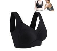 Posture Correcting Bra, Wireless Back Support Full Coverage, Breathable BraWireless Push-Up Comfort Bra (Black,XL)