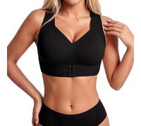 Posture Corrector Bra Front Fastening Support Wireless Bras for Women UK Large Bust Lifting Sagging Breasts Breathable Bralette Top Daily Gym Yoga Fitness Black
