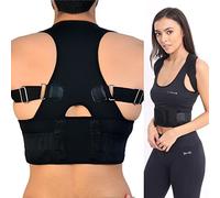Posture Corrector Deluxe, Magnetic, Adjustable Straps, Neoprene, Four Colours (Large, Black)