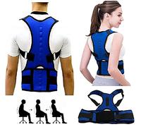 Posture Corrector Magnetic Neoprene Orthopaedic Belt Lumbar Spine Lower Backache Support Bad Back Scoliosis Shoulder Back Pain Relief Brace - Blue - L (35-38 inches)