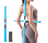 Posture Corrector Yoga Cross Stick -Yoga Stick Posture Corrector- Back Pain Relief for Men Women - Stretcher and Straightener for Upper and Lower Back -Back Straightener Posture Corrector (Blue-01)