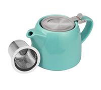 posud Ceramic Teapot with Infuser - Small Porcelain Loose Leaf Teapot for 2 - 550ml / 18.6 Oz Stump Tea Pot for 2 Cups with Strainer (Turquoise)