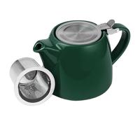 posud Ceramic Teapot with Infuser - Small Porcelain Loose Leaf Teapot for 2 - 550ml / 18.6 Oz Stump Tea Pot for 2 Cups with Strainer (Forest Green)