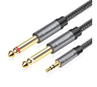 POSUGEAR 2m 3.5mm to 6.3mm Mono Audio Splitter, Nylon Braid Gold-Plate