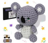 Posurry Crochet Kit for Beginners Animals. Suitable for Adults and Kids. The Customized Yarn is Ideal for Women Beginners.,Includes Detailed Video Tutorials and Ilustrations,It's a Cute Gray Koala