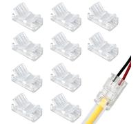 PosyLane 10Pcs 2-Pin 8mm COB LED Light Strip Connectors, Unwired Solderless Gapless Strip to Wire Adapter, LED Wire Crystal Buckle Connector for Waterproof Single Color Light Strip Quick Connection