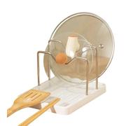 Pot and Pan Holder Organizer - Space Saving Countertop Storage with Tray | Spoon Rest Holder | Kitchen Utensils Cutting Board Baking Tray and More