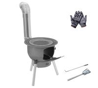 Pot Belly Stove Wood Burning, Cold Rolled Steel Small Wood Stove, Comes with Chimney and Accessories, Removable Legs, for Cooking and Camping(63cm/25in)