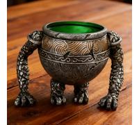 Pot Boy Figure Magic Battle Jar with LED Warrior Cauldron Epic Fantasy Games Sculpture Halloween Display Ornament
