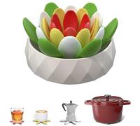 Pot coasters drink coasters made of silicone, 4 pieces in 4 different sizes (simple) (Bright)