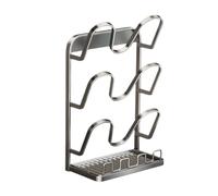 Pot Cover Holder Rack - Stop Pan Lid Clutter With Triple Tier Vertical Storage, 34cm X 18.5cm Space Saving Stand, Heavy Duty 750g Metal Frame, Rust Resistant Iron Rigid, For Cabinet Apartment